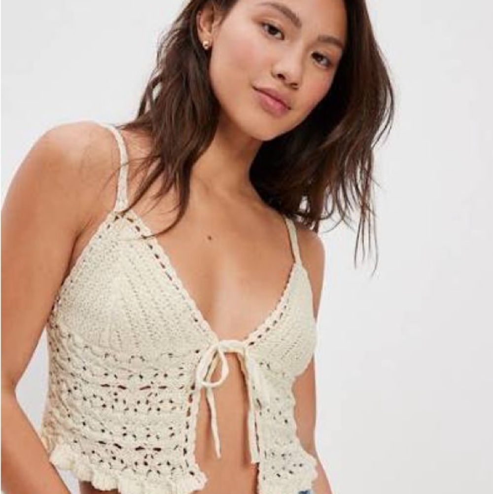 SOLD AE Crochet Tie Front Cami